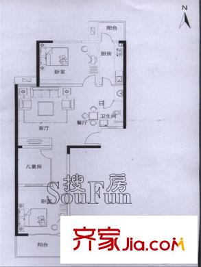 金基泰和苑121.66平米戶型 3室2廳1衛(wèi)1廚