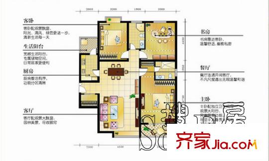 美林灣144.95平米三室兩廳兩衛(wèi) 3室2廳2衛(wèi)1廚