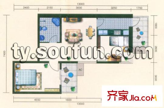 金盛園C戶型 2室1廳1衛(wèi)1廚
