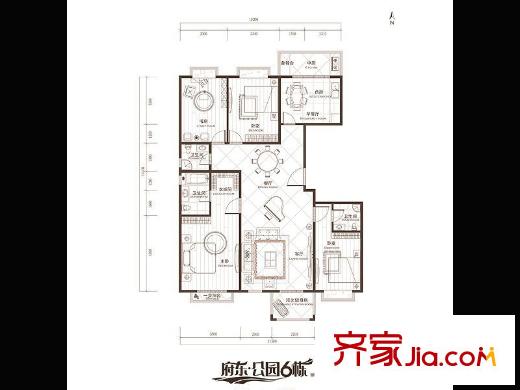 府東公園6棟E座01戶型-01戶型 4室4廳3衛(wèi)2廚