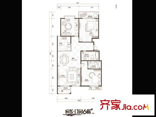 府東公園6棟C座02室-01戶型 3室2廳2衛(wèi)1廚