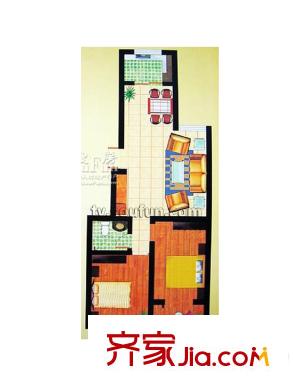 西岸2室2廳1衛(wèi)90.93平米 2室2廳1衛(wèi)1廚