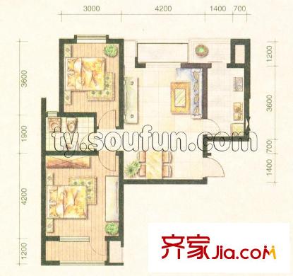 晉煤悅城A戶型 2室2廳1衛(wèi)