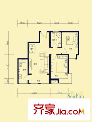 怡?；ㄔ?#B戶型 2室2廳1衛(wèi)1廚