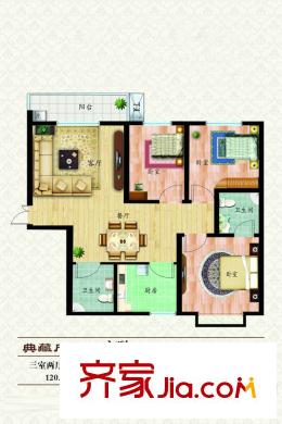 匯豐麗城B戶型 3室2廳2衛(wèi)1廚