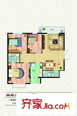 匯豐麗城A戶型 3室2廳1衛(wèi)1廚