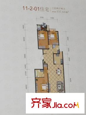 恒實(shí)?平陽景苑11-2-01戶型 3室2廳2衛(wèi)1廚