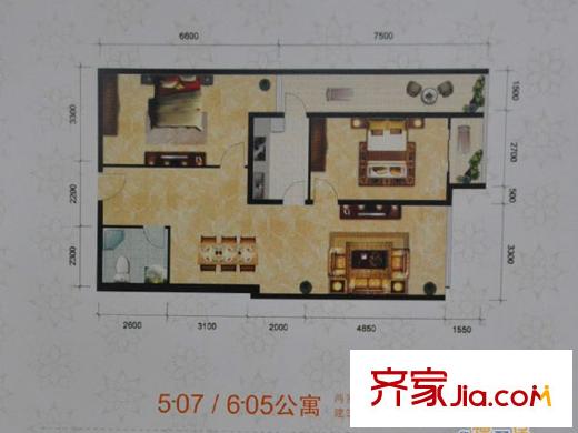 恒實(shí)?平陽景苑5-07/6-05戶型 2室2廳1衛(wèi)1廚