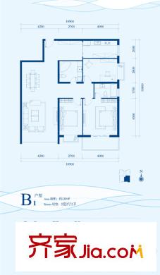 碧水蘭亭B1戶型圖 3室2廳2衛(wèi)1廚