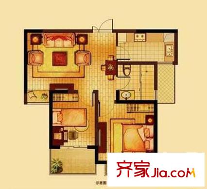福嶺嘉苑D區(qū) 2室 戶型圖