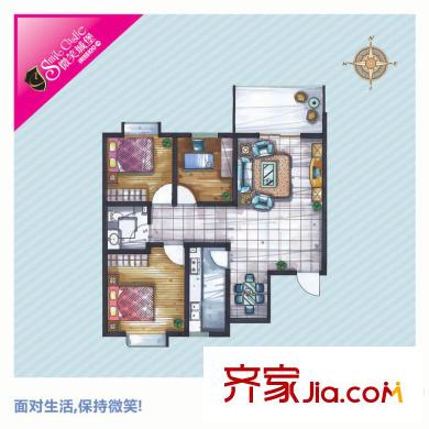 東城100（微笑城堡）戶型E 3室2廳1衛(wèi)1廚