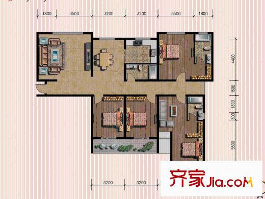 文錦世家B座領(lǐng)御戶型 4室2廳3衛(wèi)1廚