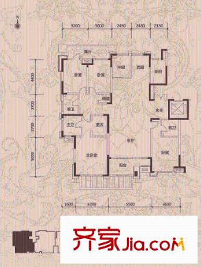 坤杰?拉菲香榭3F戶型 4室2廳3衛(wèi)1廚