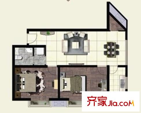 景鴻大廈戶型E 2室2廳1衛(wèi)
