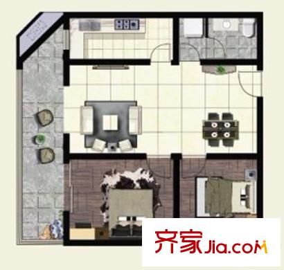 景鴻大廈戶型D 2室2廳1衛(wèi)