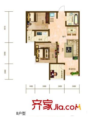 夏威夷北岸B戶型 2室2廳1衛(wèi)1廚