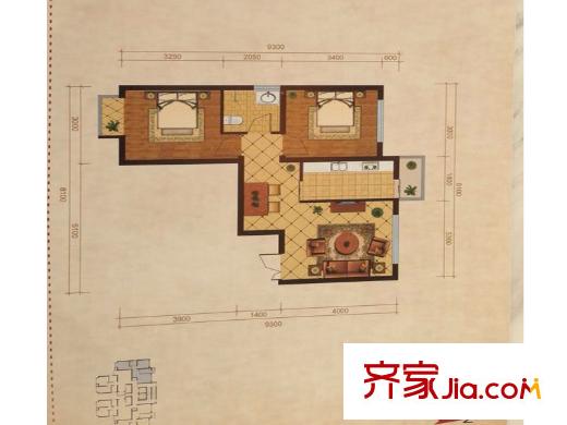 丁香園戶型圖9#H2 3室2廳1衛(wèi)