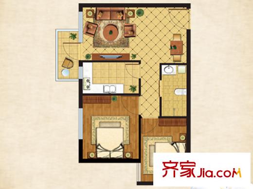 丁香園C戶型 2室2廳1衛(wèi)1廚