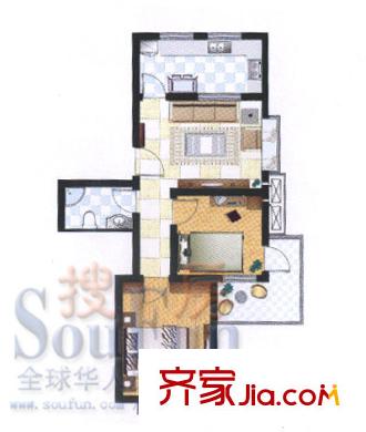 祥榮花園戶型圖A戶型 2室1廳1衛(wèi)