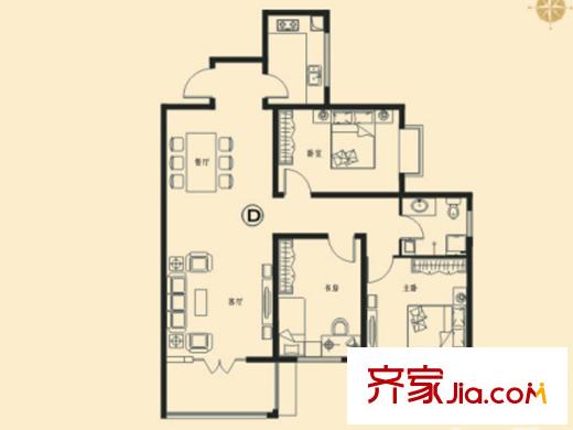 府西國(guó)際公寓D戶(hù)型 2室2廳1衛(wèi)1廚