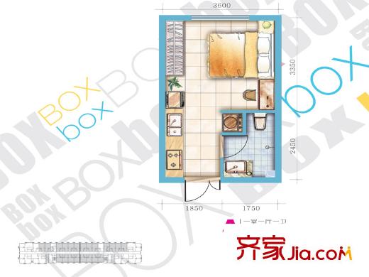 幸福BOXA戶型 1室1廳1衛(wèi)1廚