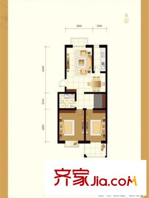 蘭源古槐2#B戶型 2室2廳1衛(wèi)1廚