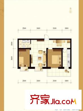 蘭源古槐3#C戶型 2室2廳1衛(wèi)1廚
