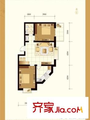蘭源古槐3#E戶型 2室2廳1衛(wèi)1廚
