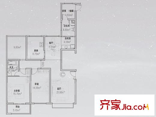 麗澤花苑（五）戶型 3室2廳2衛(wèi)