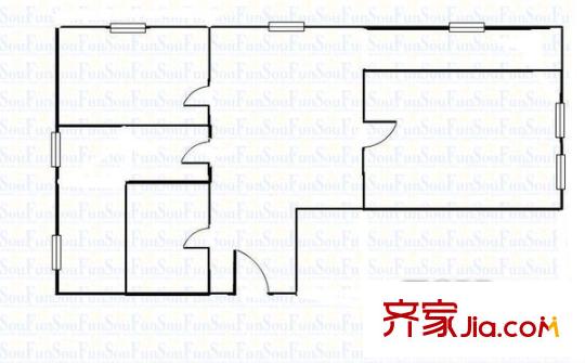 普集路鐵路公寓 2室  戶型圖
