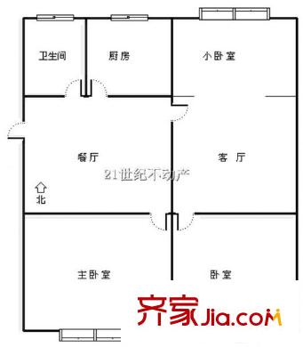 普集路鐵路公寓 2室 戶型圖