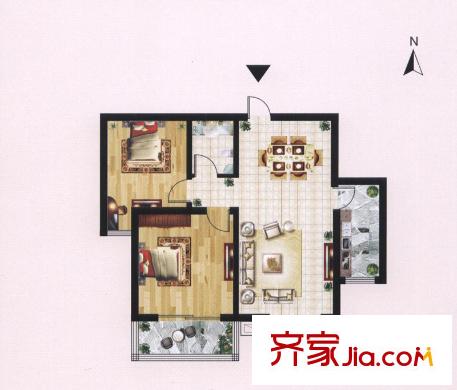迎西城?建安佳園G戶型 2室2廳1衛(wèi)1廚