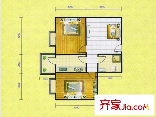 佳欣?尚品A2戶型 2室2廳1衛(wèi)1廚