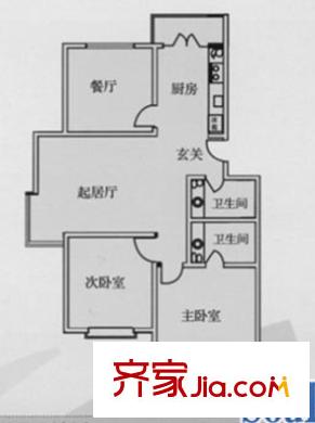 福嶺嘉苑C區(qū) 2室 戶型圖