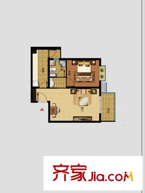 勝利鑫城戶型圖1-01 67 西 1室1廳1衛(wèi)1廚