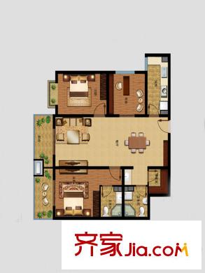 勝利鑫城戶型圖1-05 130  東 3室1廳2衛(wèi)1廚