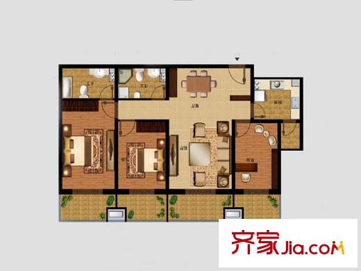勝利鑫城戶型圖3-02 145 南 3室1廳2衛(wèi)1廚