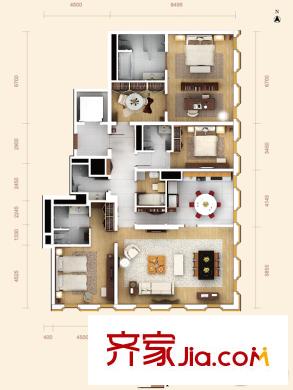 萬國城moma10#B′戶型 3室2廳3衛(wèi)1廚