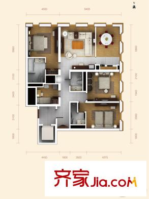 萬國城moma10#A′戶型 3室2廳3衛(wèi)1廚