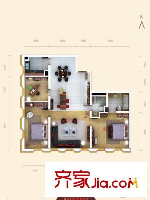 萬國城moma12#B′戶型 3室2廳2衛(wèi)1廚