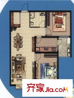 時(shí)代特區(qū)F戶型 2室2廳1衛(wèi)1廚
