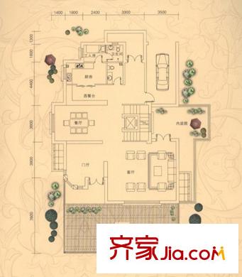 龍隱C戶型――首層 9室3廳3衛(wèi)1廚