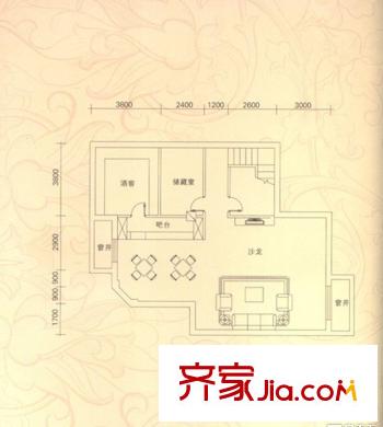 龍隱C戶型――地下室 9室3廳3衛(wèi)1廚