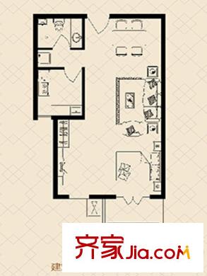 金域閱山5號樓戶型2 1室1廳1衛(wèi)1廚