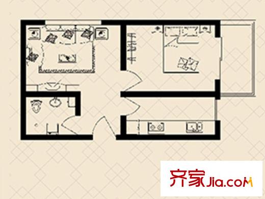 金域閱山5號樓戶型1 1室1廳1衛(wèi)1廚