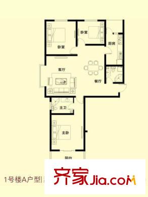 金域閱山1號樓A-01戶型 3室2廳2衛(wèi)
