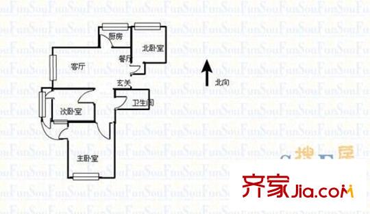 天福時(shí)代陽(yáng)光3室 戶型圖