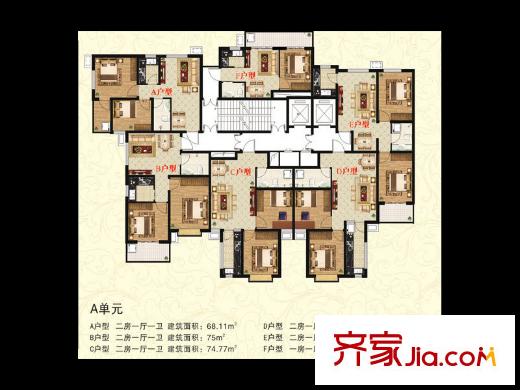 西山名筑戶型A單元 1室1廳1衛(wèi)