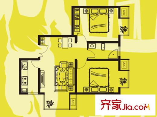 ATT?活力城10#樓A4戶型 2室2廳1衛(wèi)1廚
