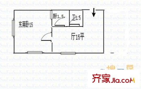 山外青山小區(qū) 1室 戶型圖